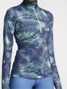 Nike dry fit Women's Long Sleeve quarter Zip-Up Active Top in Navy and Mint!L